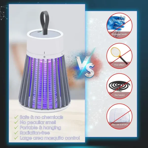 Electric Mosquito Zapper LED Fly Trap and Purple Light Portable Lamp - Image 6
