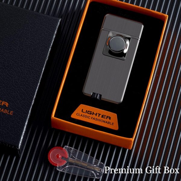 Torch Lighter, Creative Dual Flame Lighter with 6pcs Flint Stone, Windproof Butane Gas Lighter, Cool Adjustable Soft Flame and Jet Flame 2 in1,Refillable Butane Lighter for Outdoor Indoor - Image 2