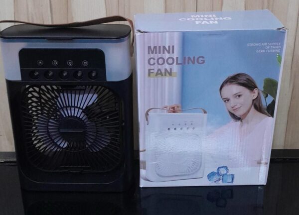 Black Mini Fan, Personal Desk Fan with Mist Spray,7 color LED Night Light, Water Misting Fan,USB Rechargeable Portable Mini Desktop Table Cooling Fan